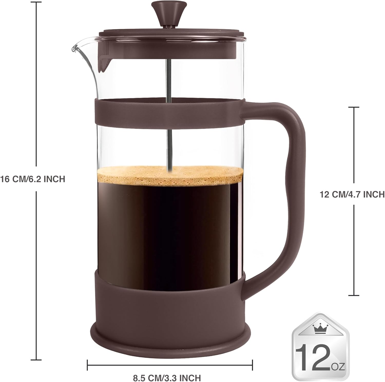 Utopia Kitchen 12 Ounce 0.35 Liter French Press Coffee Maker, Tea Maker, Travel Coffee Presses, Heat Resistant Thickened Borosilicate Coffee Pot for Camping Travel Gifts, Deep Taupe Pack of 1 - Blissbrew
