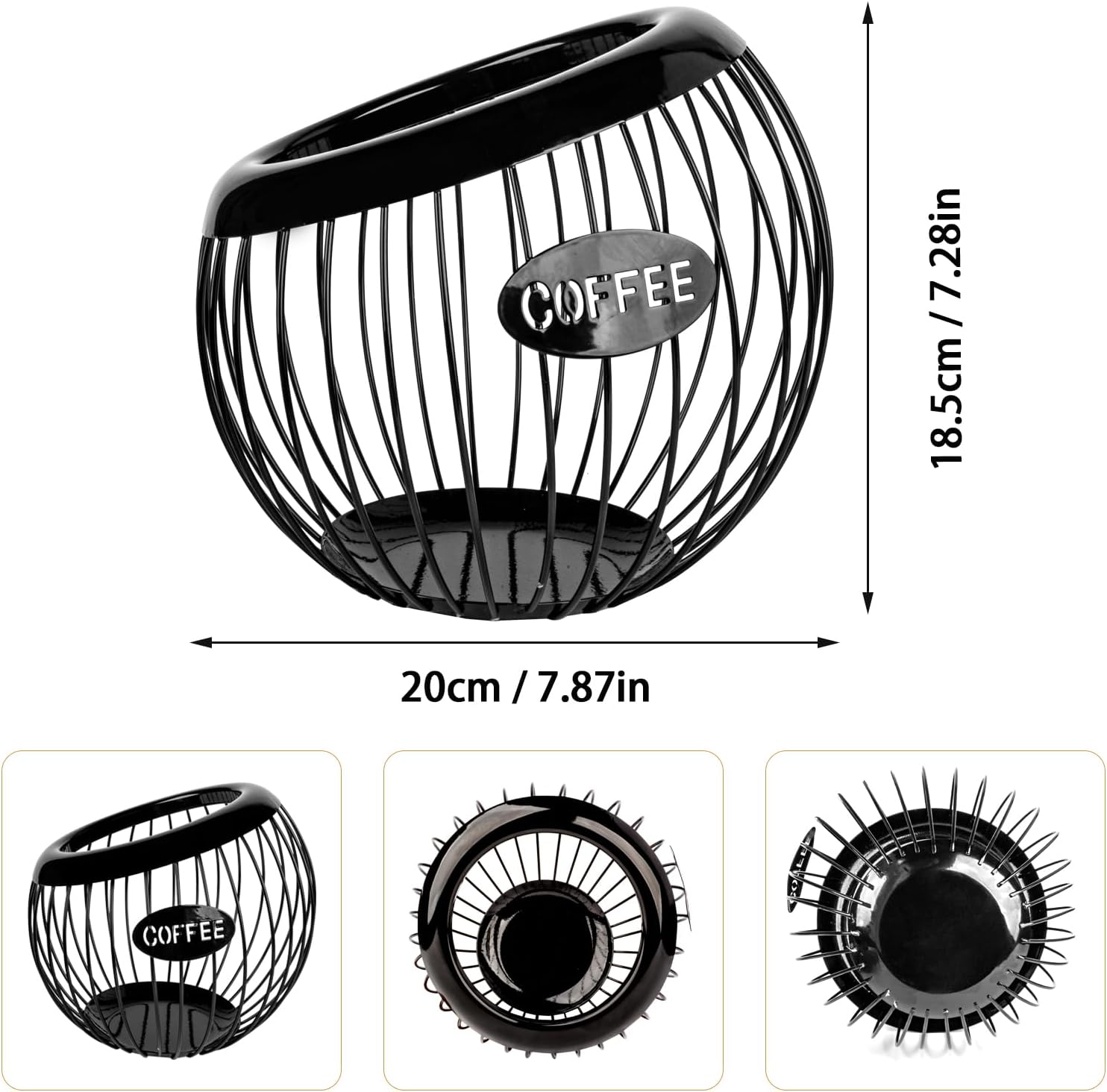 Stainless Steel Cup Coffee Basket pods holder Sturdy for Home or Office Kitchen Counter Organizer Espresso Capsule (BLACK)