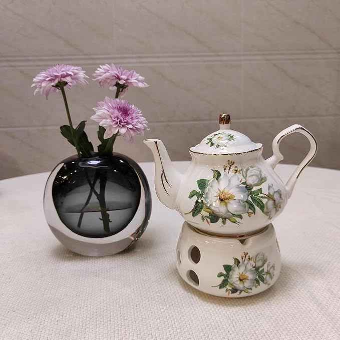 Ceramic Coffee Tea Gift Sets, European Luxury Tea Set, Suitable as A Gift for Mother'S Day, Birthday, Christmas, and Gatherings (White Peony)