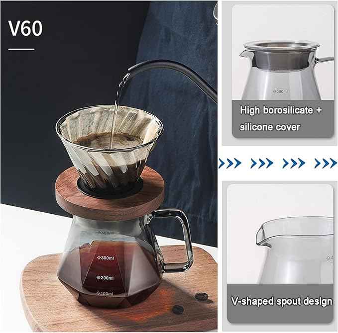 Pour Over Coffee Maker Set Coffee Kettle Scale Server Dripping Cup Bean Grinder Filter Paper Ceramic Cup All in 1 Great for Traveling Camping Excellent Coffee Gift (Size : B)