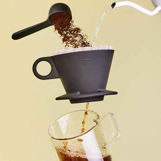 Verve Dwell Dripper Pour Over Coffee Maker Set, Non-Electric Coffee Dripper, Manual Brew Maker (Black)