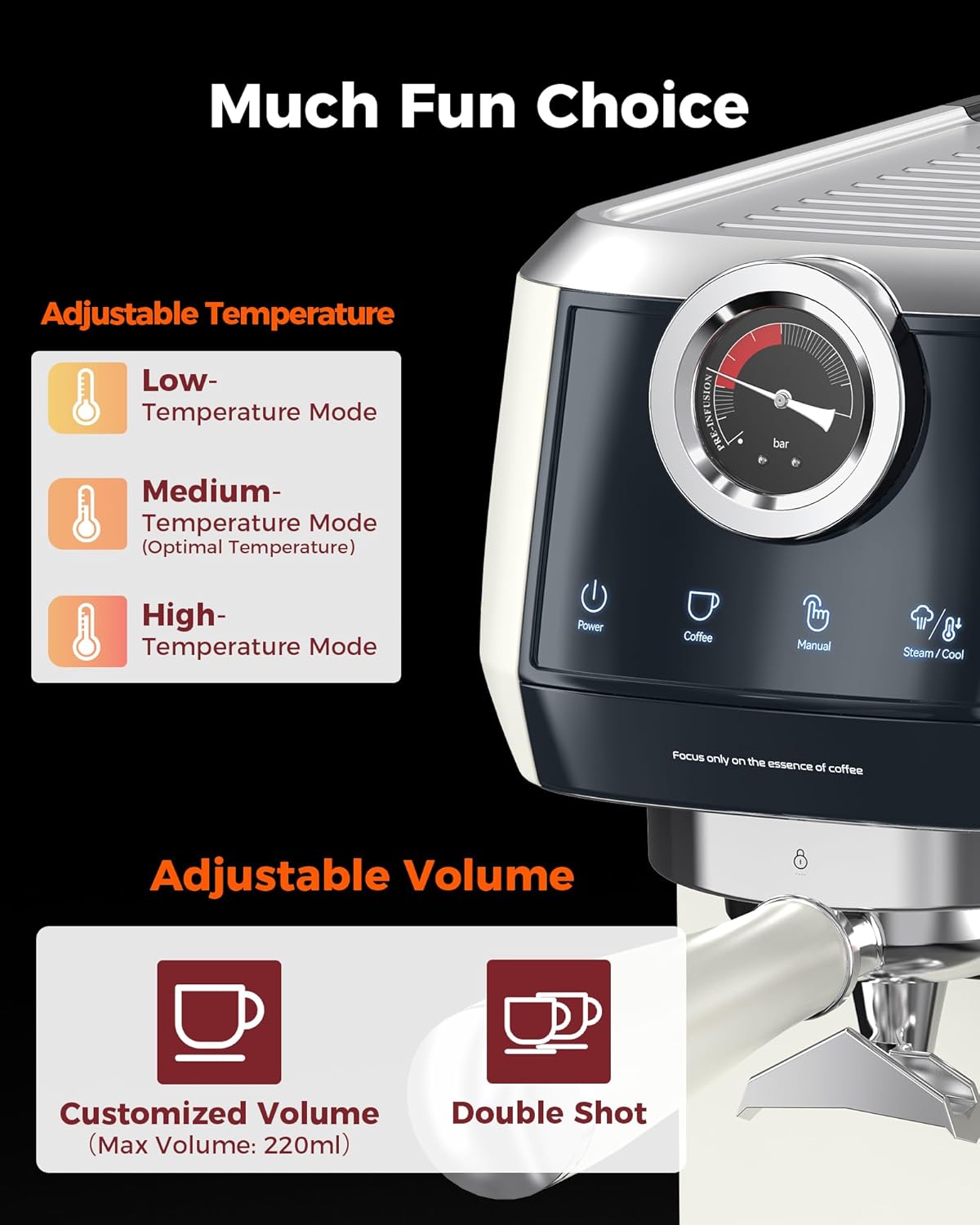 Tuni E2 58mm Espresso Machine 20Bar Espresso Maker, 𝐃𝐮𝐚𝐥 𝐁𝐨𝐢𝐥𝐞𝐫 Coffee Maker with 10mm Steam Milk Frother, Semi-automatic Coffee Machine with UKLA Pump for Espresso, Gift for Coffee Lover - Blissbrew