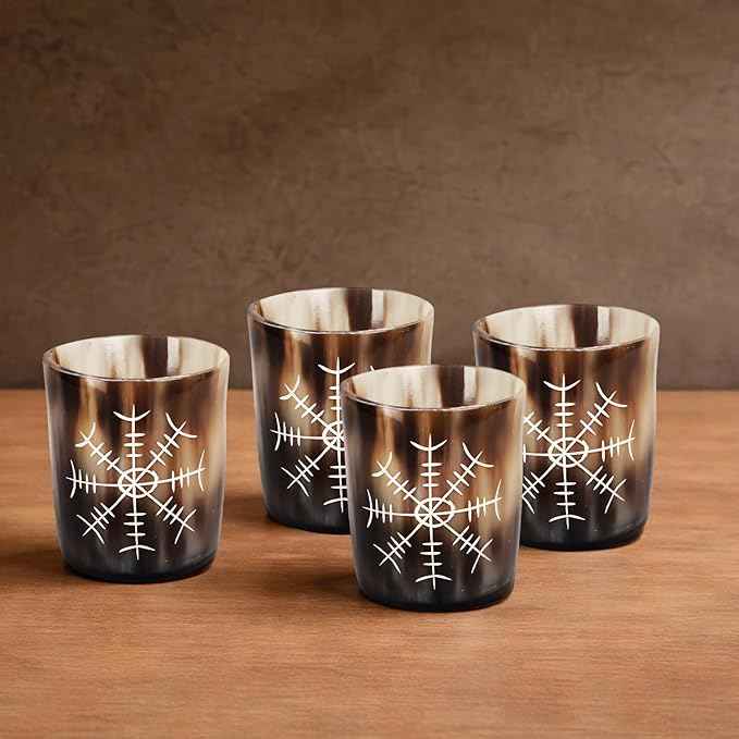 Handicrafts Home Viking Horn Shot Glasses Set of 12, Rustic Viking Drinkware Whiskey Shot Cups, Medieval Decor Gift Set for Groomsmen, Birthday Gifts for Men, Gifts for Dad, Room Decor for Men