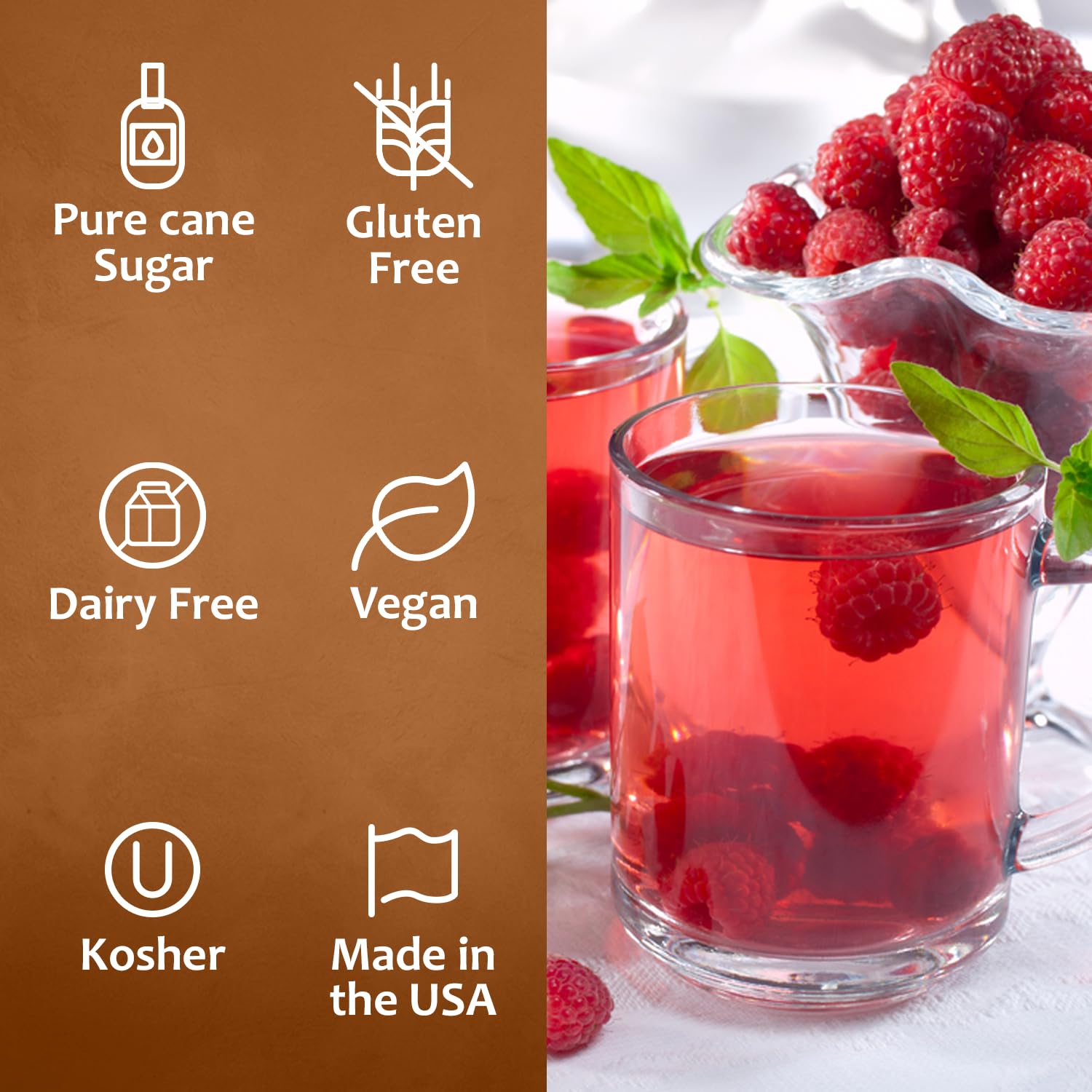 Syruvia Premium Raspberry Syrup - 25.4 fl oz Kosher Best For Drinks, Dessert, Soda, Smoothies, Gluten-Free, Non-GMO Flavor