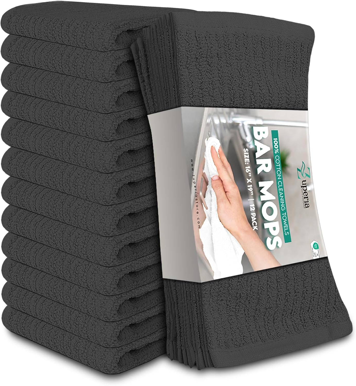 ZUPERIA Bar Mop Kitchen Towels - Pack of 12 (16