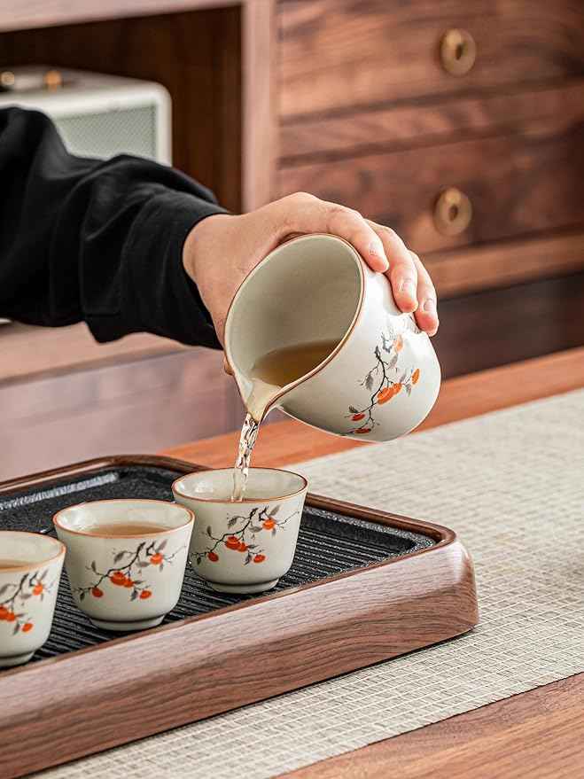 Ru Kiln Persimmon Pattern Tea Set, Teapot, Gaiwan and Cups-suit11