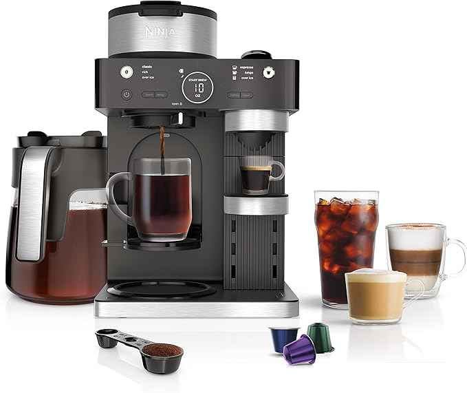 Ninja Espresso & Coffee Maker & Barista System, 3 Espresso Brew Styles, Single-Serve Coffee & Nespresso Capsule Compatible, Built-in Frother, Espresso, Cappuccino & Latte Maker, Black, CFN601