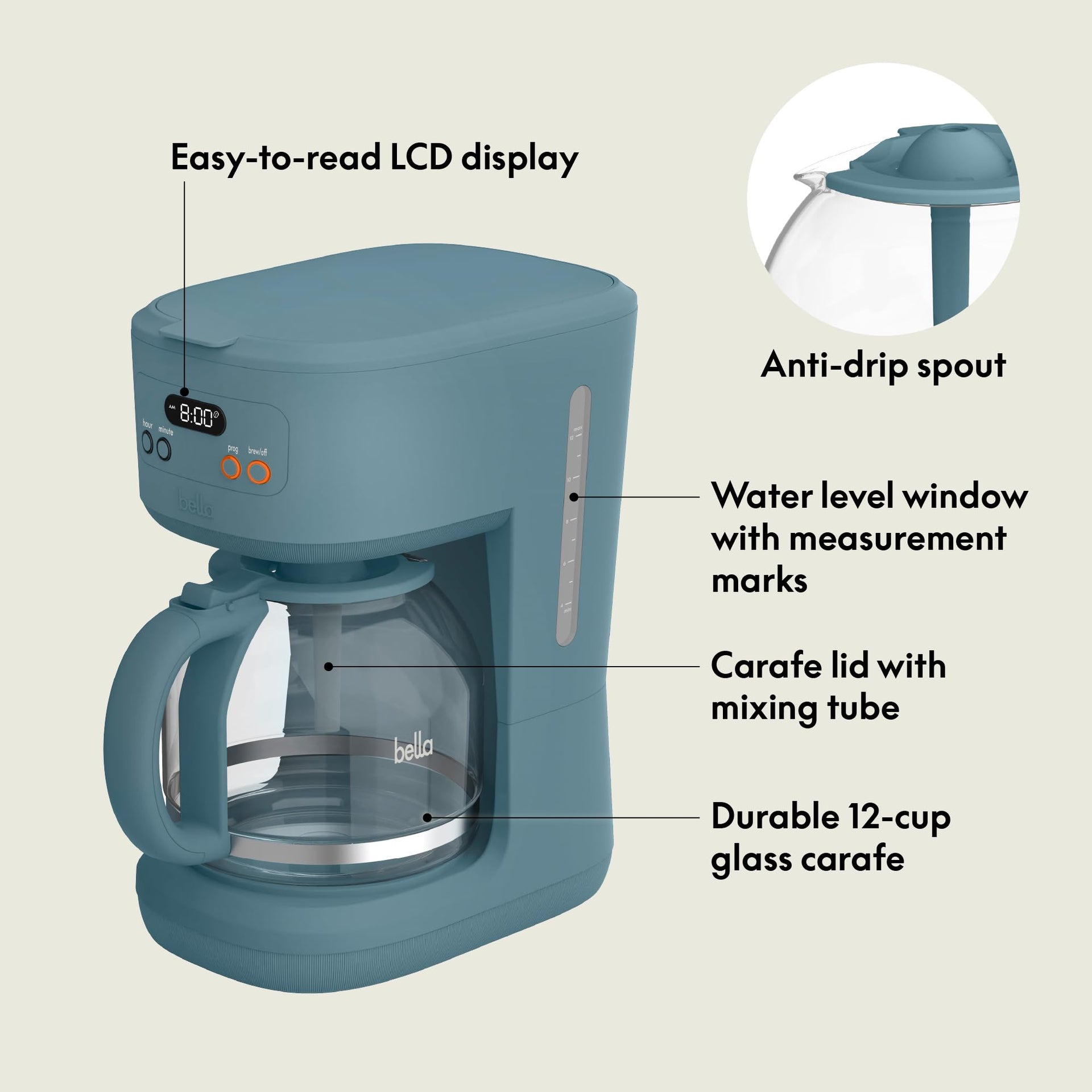 12 Cup Programmable Coffee Maker with No