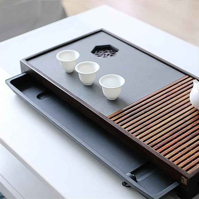 Tea Set Solid Wood Tea Tray Household Ebonite Drainage Water Storage Drawer Tea Table Living Room Small Kung Fu Dry Brew Tea Tray Set Chinese Tea Set