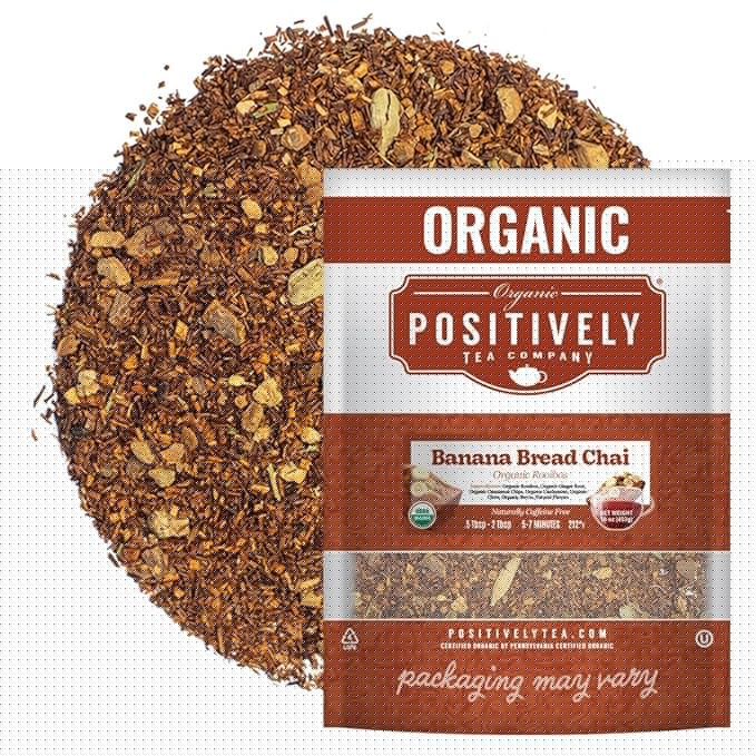 Organic Positively Tea Company, Banana Bread Chai Rooibos Tea, Loose Leaf, 16 Ounce