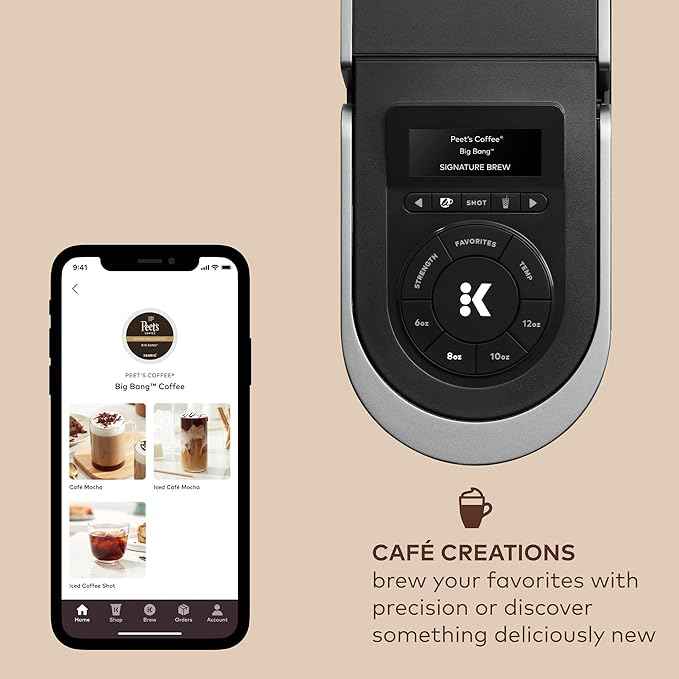 Keurig K-Café SMART Single Serve Coffee Maker with WiFi Compatibility, Latte and Cappuccino Machine with Built-In Frother, 6 Brew Sizes, Black