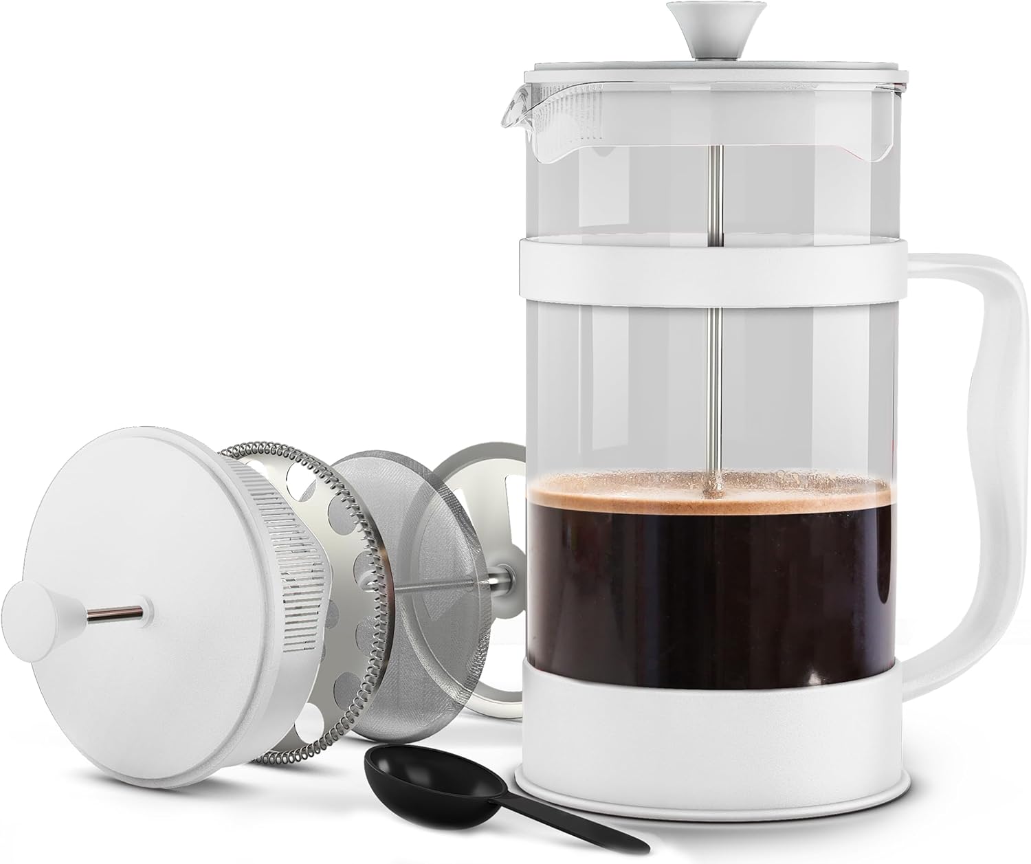 Utopia Kitchen 12 Ounce 0.35 Liter French Press Coffee Maker, Tea Maker, Travel Coffee Presses, Heat Resistant Thickened Borosilicate Coffee Pot for Camping Travel Gifts, White Pack of 1 - Blissbrew