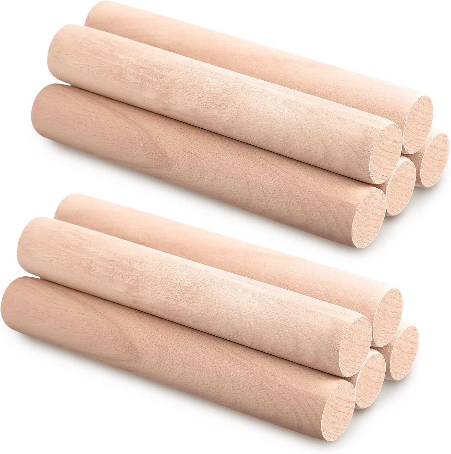 Small Wooden Rolling Pin, Dumpling Dough Roller Wooden Mini Rolling Pins Kitchen Utensil Tool for Fondant, Pasta, Bread, Pastry, Cookies, Pizza, Pie, Cylinder Style, 6.3 Inch (10 Pieces)