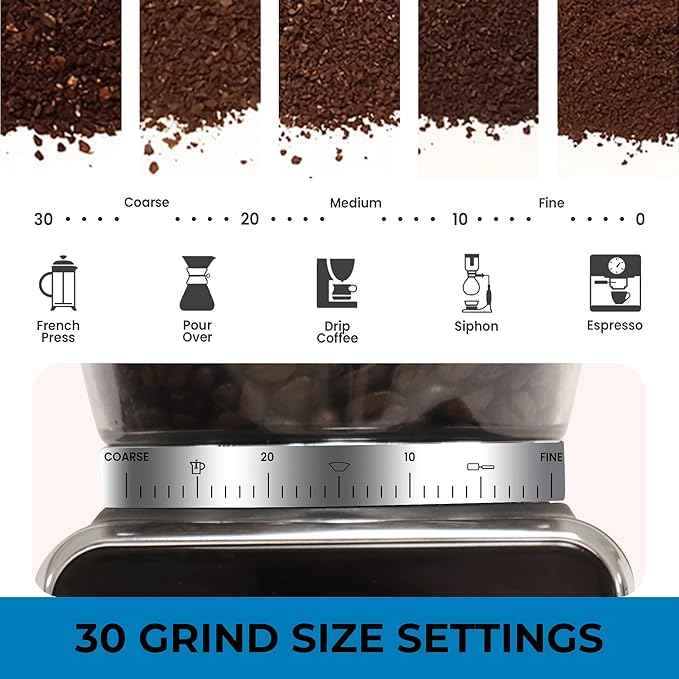 Kenmore Conical Burr Coffee Grinder - Electric Maquina de Moler Café for Espresso, French Press, Drip, Adjustable Grind Size, Bean Mill, Digital Control, Spice Grinding, Home Use
