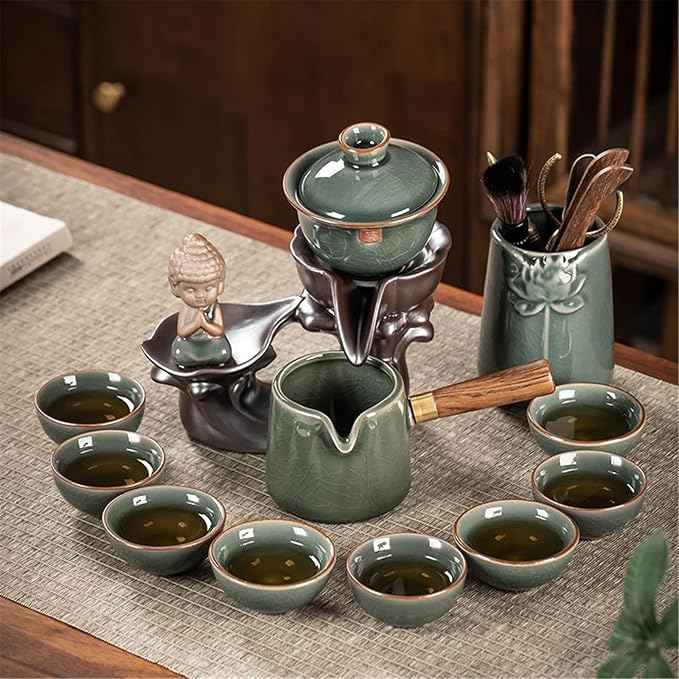 Ceramic Ge Kiln Automatic Tea Set, Easy Brewing Teapot and Cups-suit4
