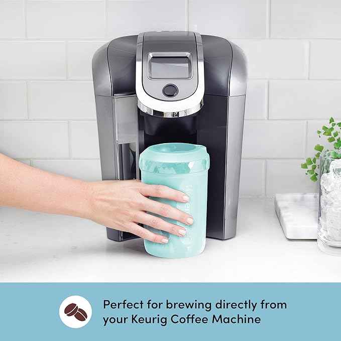 HyperChiller HC2AS Patented Iced Coffee/Beverage Cooler, NEW, IMPROVED,STRONGER AND MORE DURABLE! Ready in One Minute, Reusable for Iced Tea, Wine, Spirits, Alcohol, Juice, 12.5 Oz, Aqua Sky