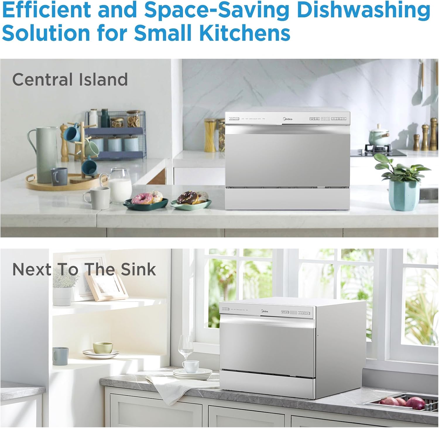 Midea MDC22P2ASS Countertop, Portable Place Settings & 6+2 Washing Cycles. Energy Star Dishwasher, Dish Washer for Dorm, RV& Apartment, Sliver, Silver - Blissbrew