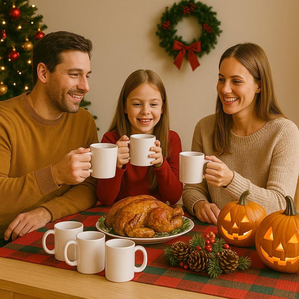 Six-piece white coffee mug set