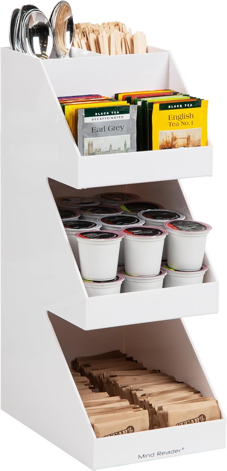 Mind Reader Coffee Tea Utensil and Condiment Station, Countertop Organizer, Coffee Bar, Kitchen, 6