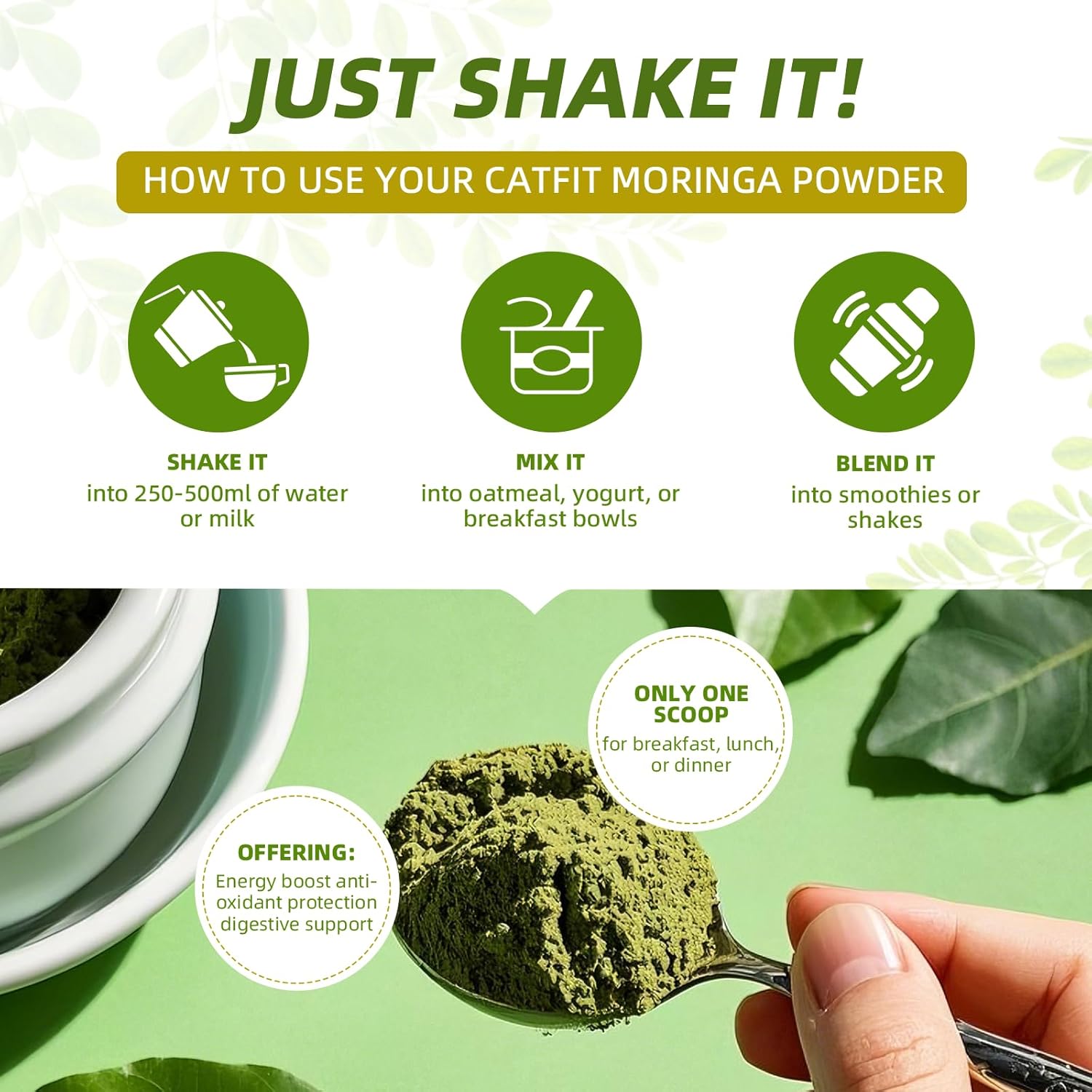 (2 Pack) Moringa Powder – Superfood Blend with Matcha, Green Tea & Resveratrol – Moringa Supplement for Energy, Antioxidant & Immune Support – Vegan, Gluten-Free, Easy-to-Mix Drink (8oz)