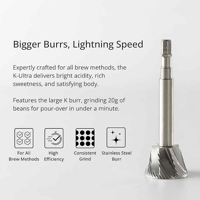 1Zpresso K-Ultra Manual Coffee Grinder Iron Gray with Carrying Case, Assembly Consistency Grind Stainless Steel Conical Burr, Foldable Handle, Numerical External Adjustable Setting, All-Round Grinder