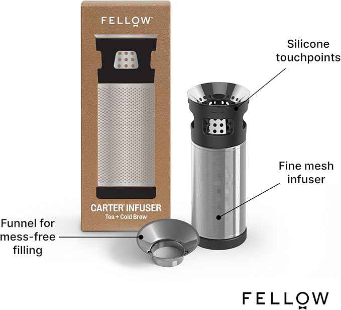 Fellow Carter Tea + Cold Brew Infuser - Steep Tea On-The-Go - Snaps Into Fellow Carter Mug - Fine Mesh Filter - Steep Loose Leaf Tea, Make Cold Brew Coffee, and More