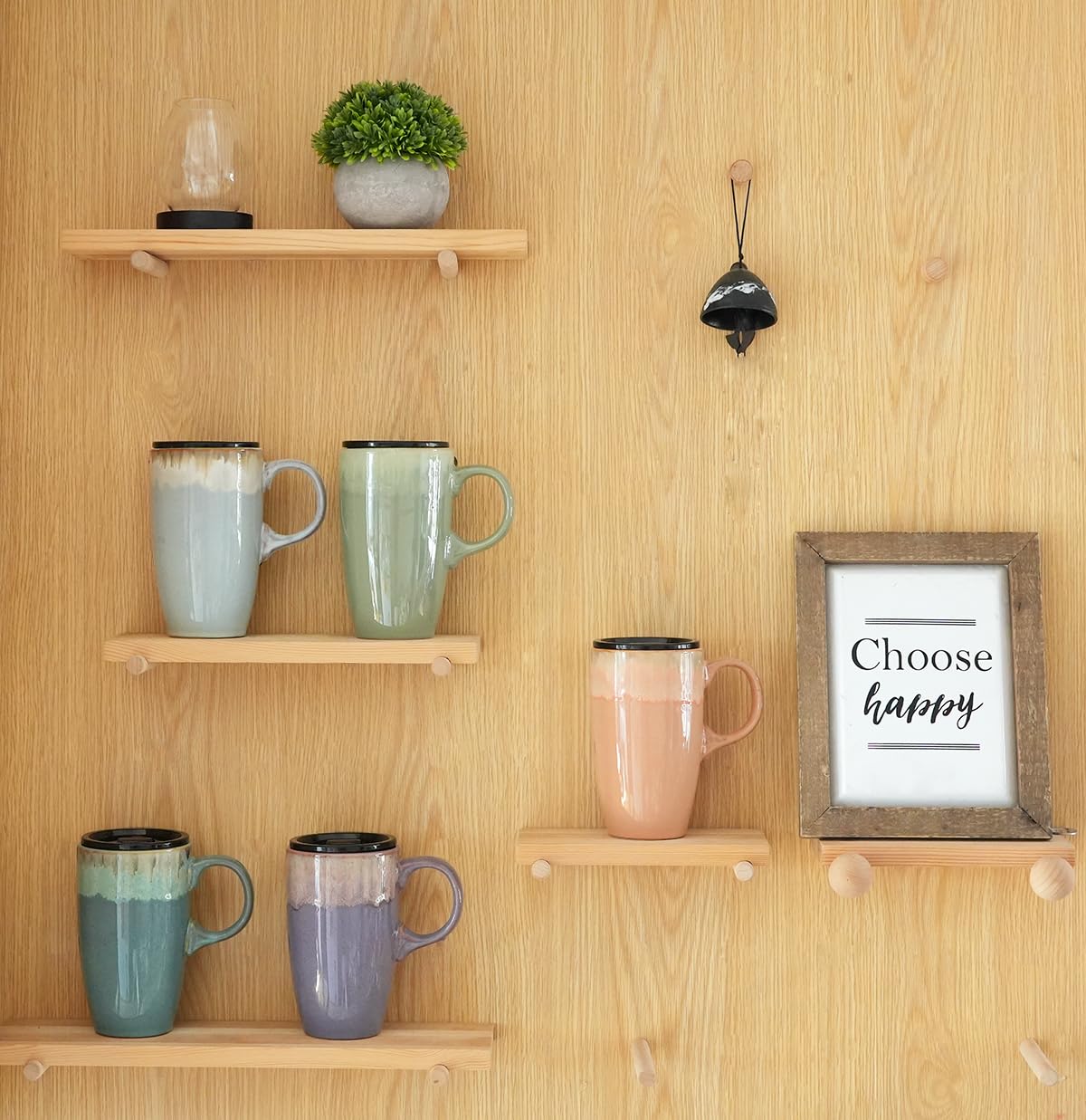 18 oz ceramic mug with lid and handle