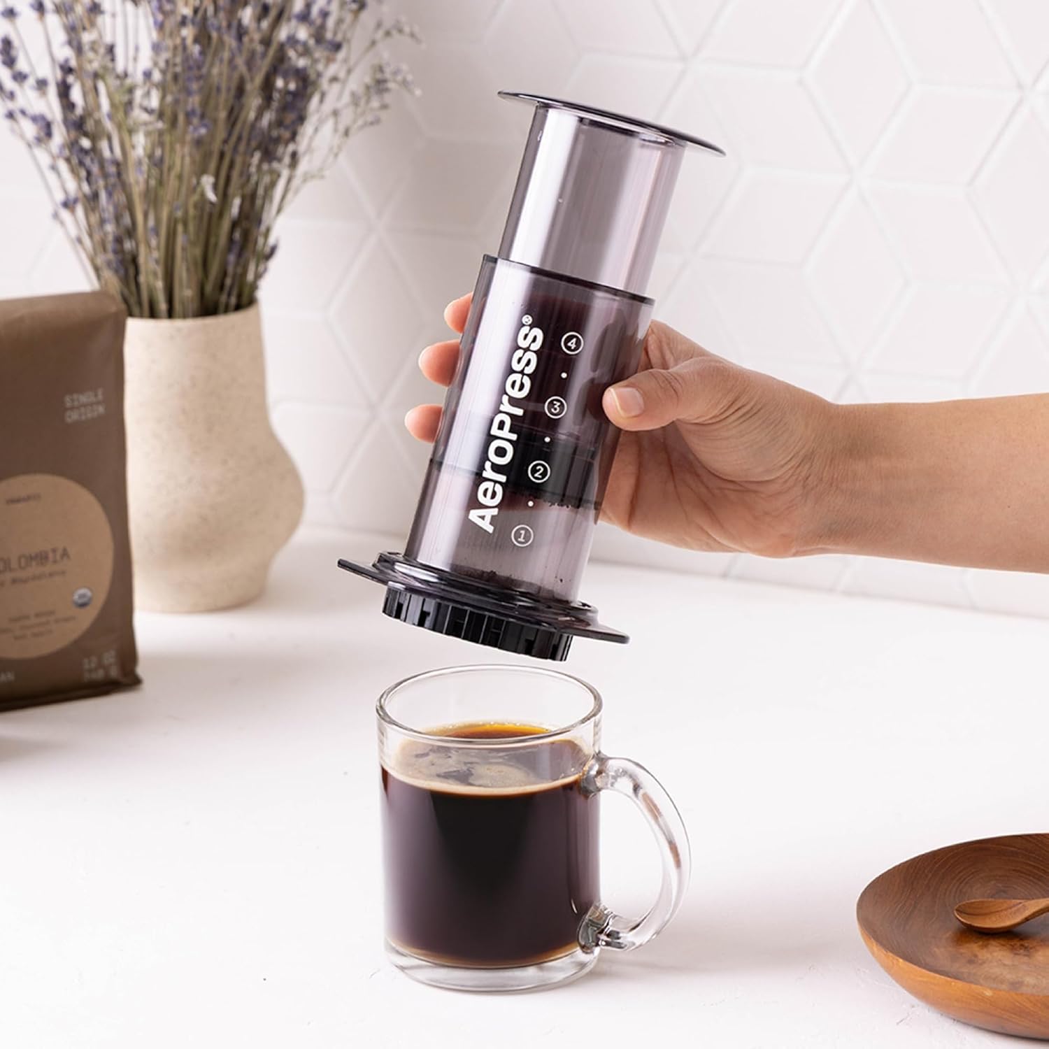 AeroPress Clear Black Coffee Press – 3 In 1 Brew Method Combines French Press, Espresso, Full Bodied Coffee Without Grit or Bitterness, Small Portable Coffee Maker for Camping & Travel, Black - Blissbrew