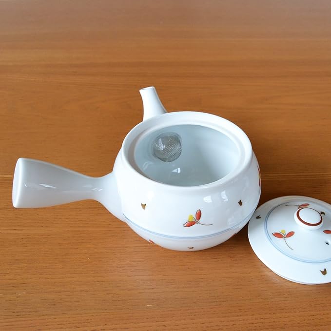 Japanese Teapot Ceramic Kyusu 14.5 fl oz Made in Japan Arita Imari ware Porcelain Tea pot for Green Tea Akane