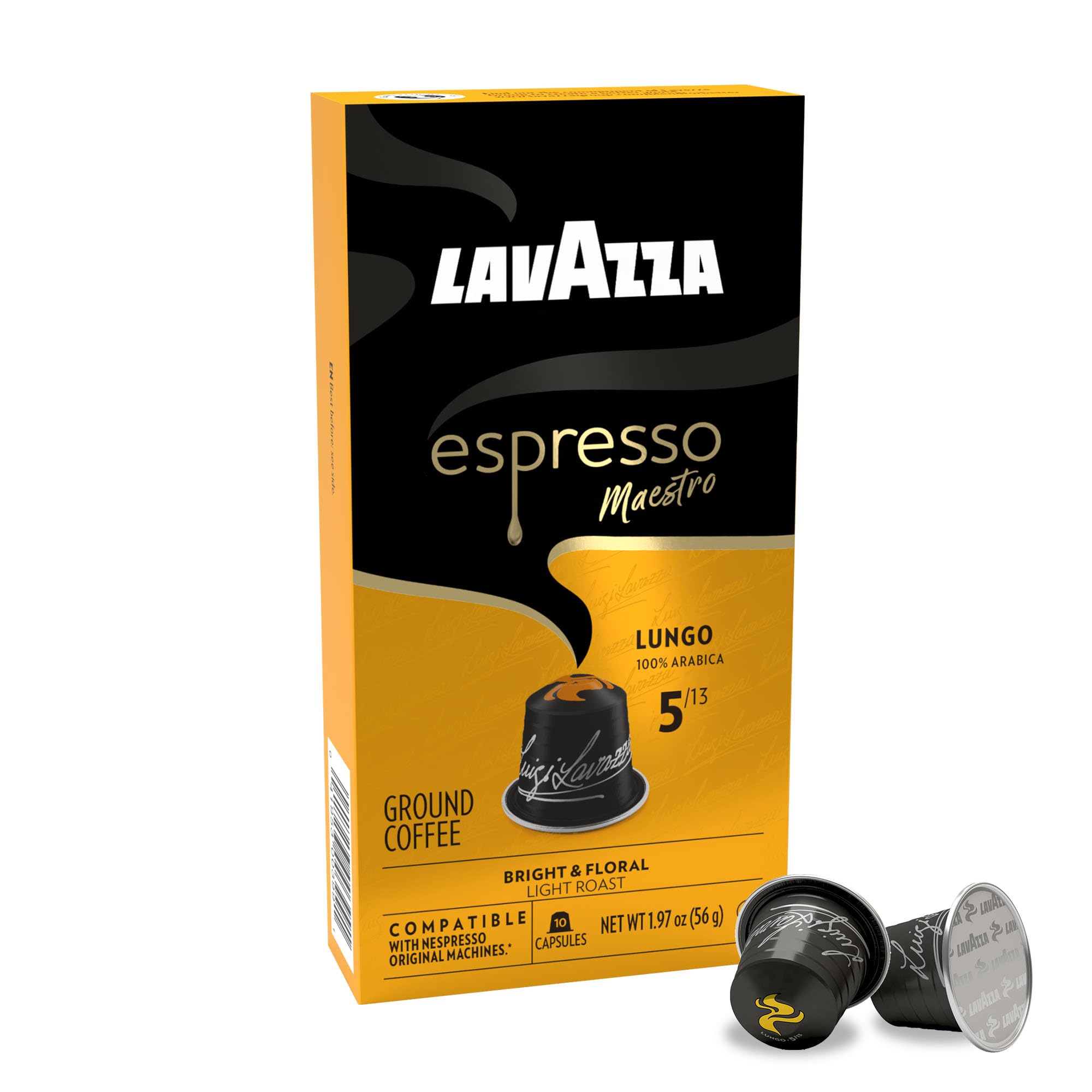 Espresso Maestro Lungo Aluminum Capsules Compatible with Nespresso* Original Machines (60 Count)