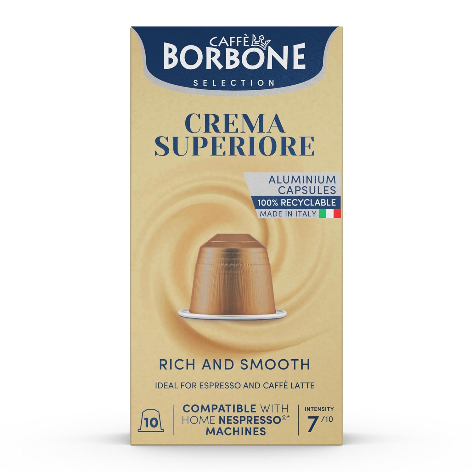 Caffe Borbone Aluminum Coffee Pods, Compatible with Nespresso Original Machines, Crema Superiore, Medium Roast, Creamy and Smooth, Genuine Italian Coffee - 50 Count - Blissbrew