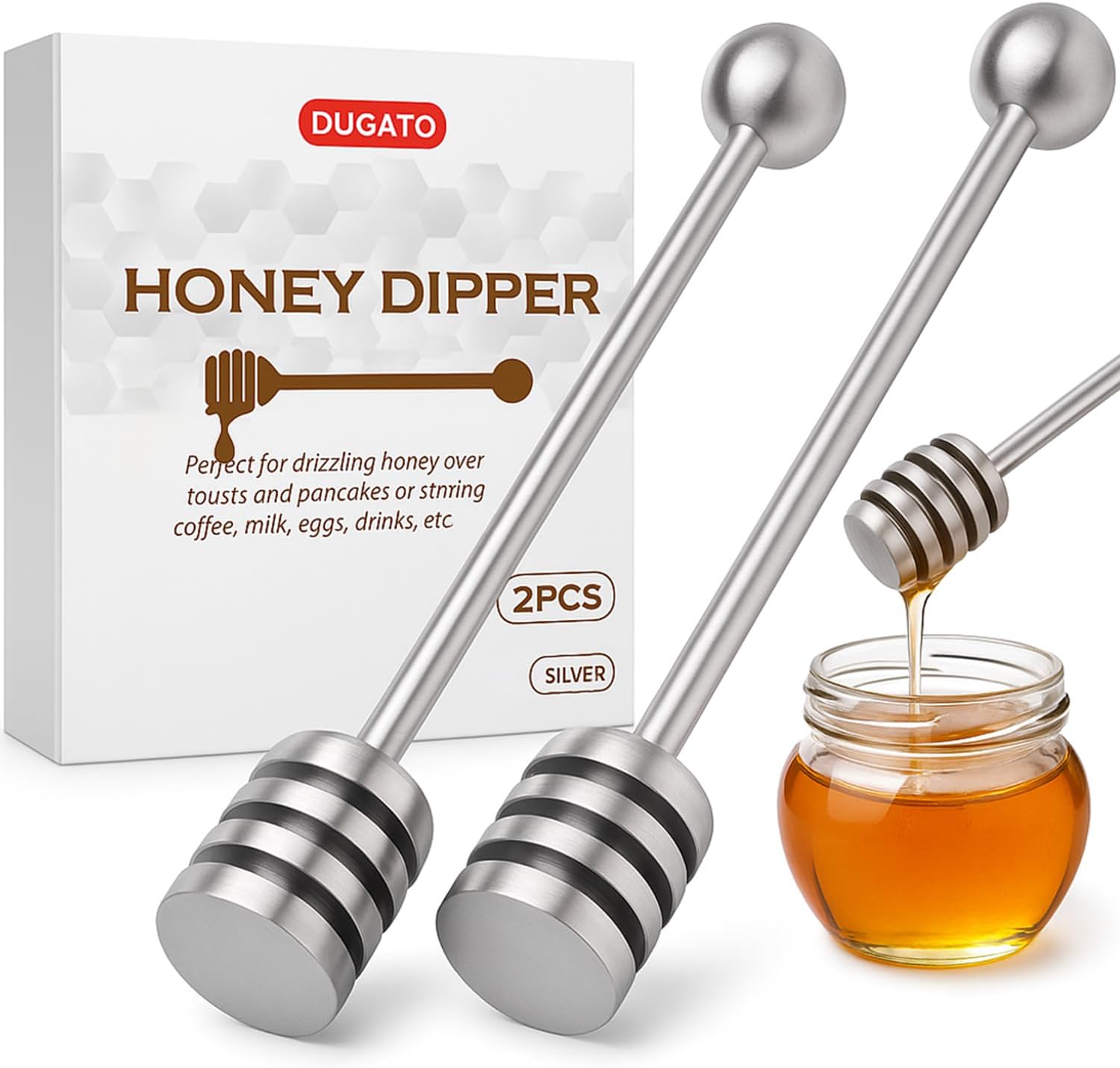 DUGATO Honey Dipper Set (2 Pack, 6.3