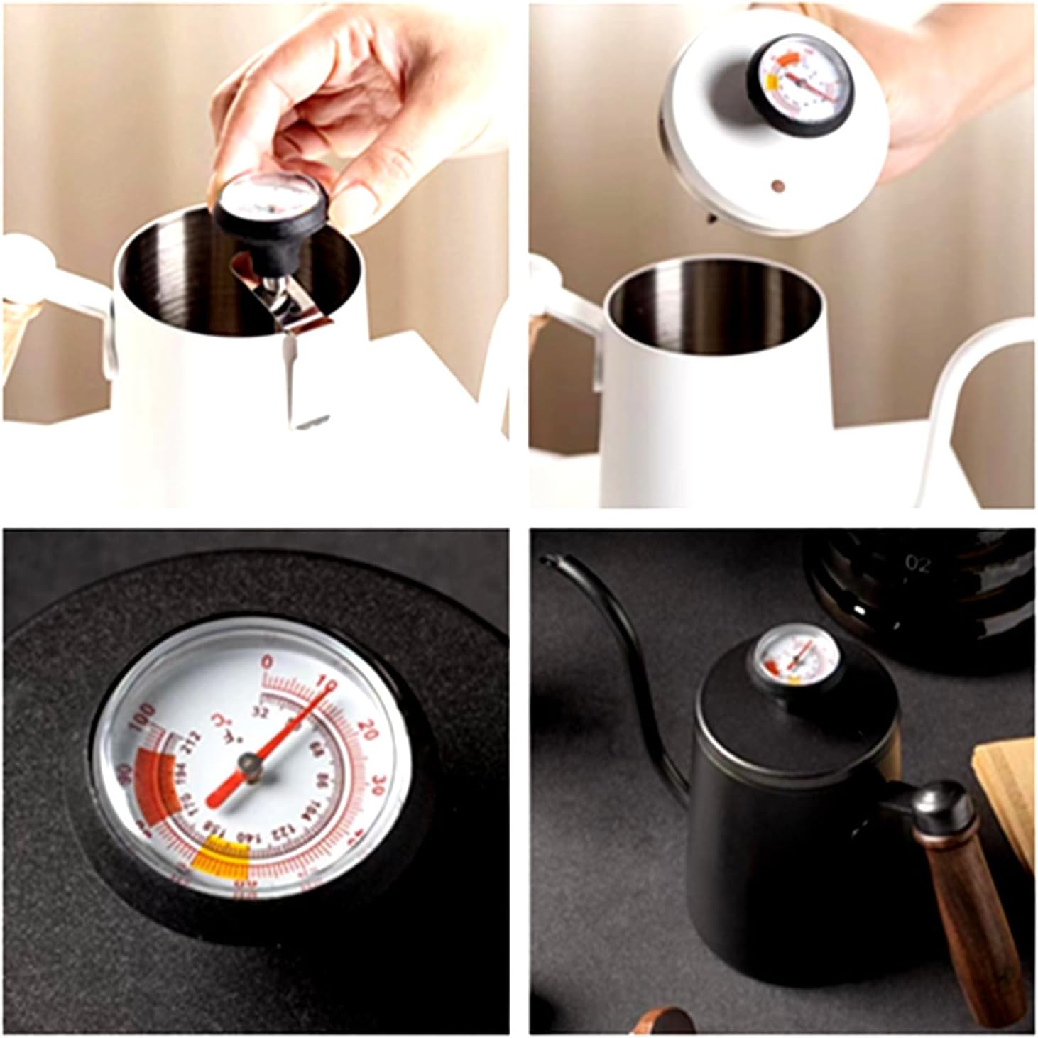 Milk Frothing Thermometer 2 Packs for Coffee Chocolate Cappuccino Frothy Milk Foam Stainless Steel Thermometer Latte Art Pen