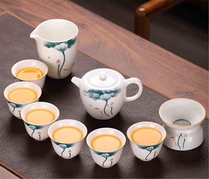 White Jade Porcelain Gongfu Tea Set, Gaiwan with Teacups-suit2