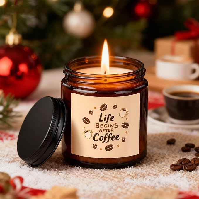 Ithmahco Coffee Lover Gifts for Women Men - Includes Mug Spoon Rest Holder Candle Socks Sticky Notes Set, Coffee Gift Basket for Birthday Galentines Valentines Day Christmas Thanksgiving Gift Ideas