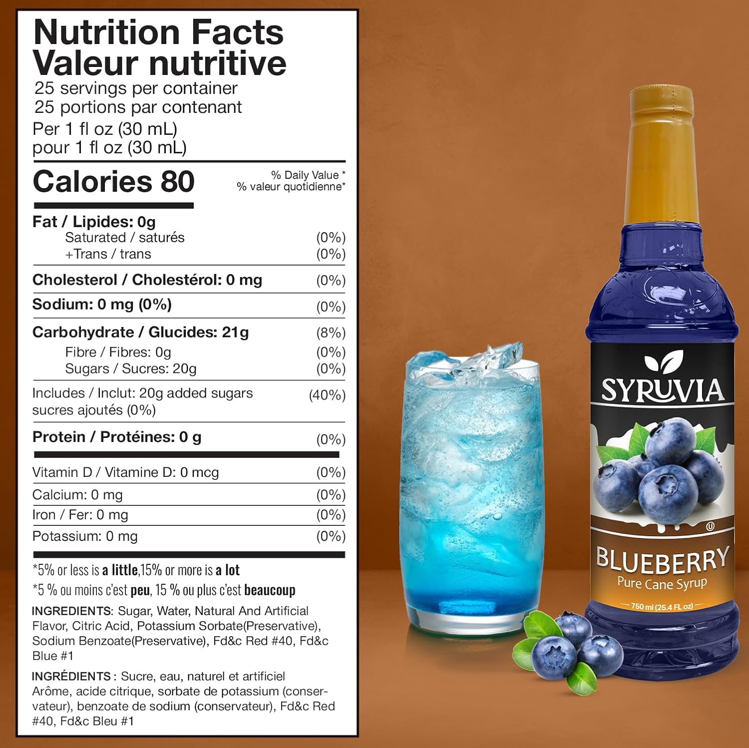 Syruvia Blueberry Syrup For Drinks 25.4 Ounces Blueberry Flavoring Syrup