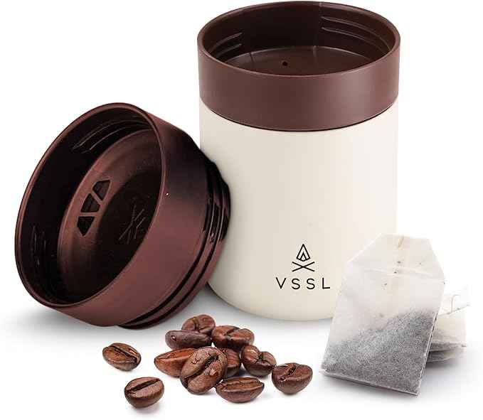 VSSL Nest 10 oz Mug, Stainless Steel, Double Walled, Vacuum Sealed & Integrates Nest Products, Cream
