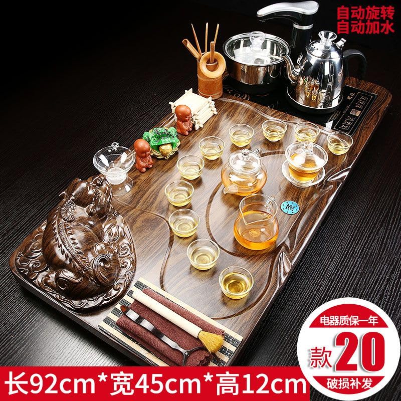WW P09L2115217 全自动 Kungfu Tea Set Automatic Teapot Set 茶盘 Chinese Gongfu Tea Set Gift Box 茶具套装家用陶瓷功夫茶具智能电磁炉茶台茶道 Solid wood Chinese Teaset 实木整套