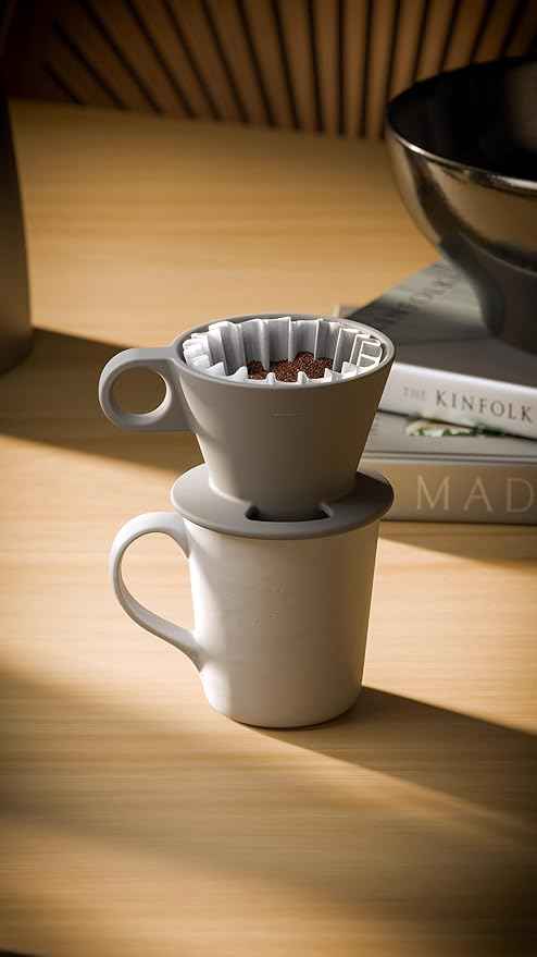 Verve Dwell Dripper Pour Over Coffee Maker Set, Non-Electric Coffee Dripper, Manual Brew Maker (Grey)