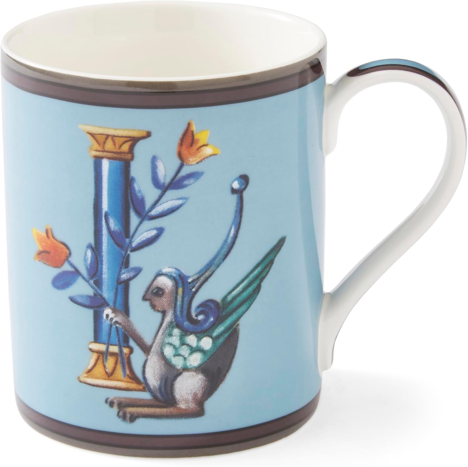 Spode Kit Kemp 12oz Mug, I Initial - Fine China Coffee Cup with Floral Alphabet Design, Custom Letter Mug for Unique Gift Giving - Personalized Kitchen Drinkware, Dishwasher Safe & Stylish