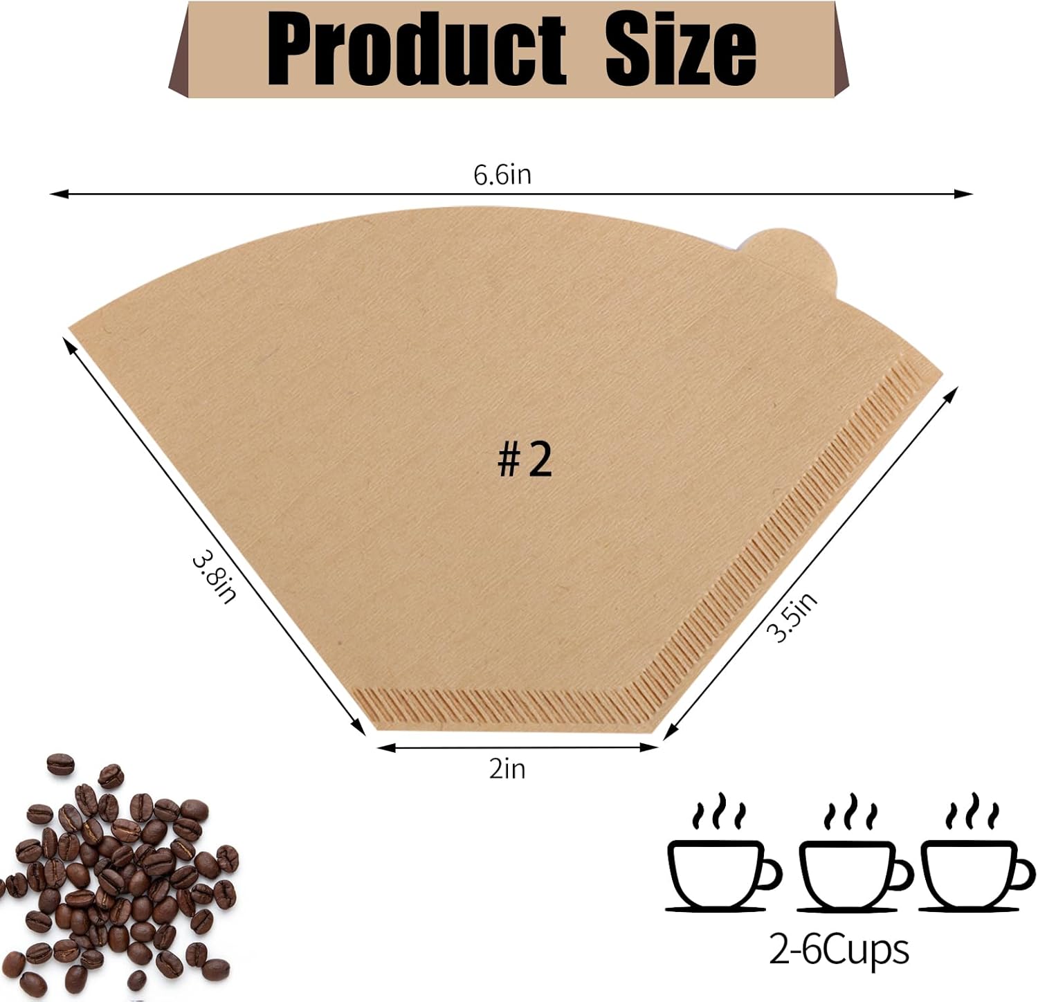 100 Count Coffee Filter #2, 2 Cone Coffee Filters Unbleached Natural 2 Cone Filters Paper Compatible with Drip and Pour Over Coffee Maker - Blissbrew