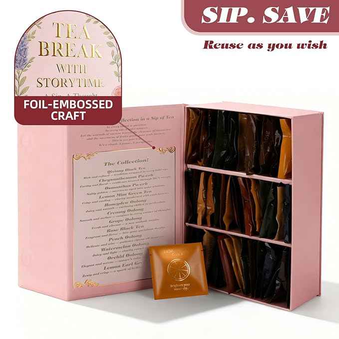 HugCoz Book Tea Gift Set | 60 Assorted Tea Bags | Christmas Day & Corporate Gifting Option | 12 Exotic Herbal Blends with Premium Whole Leaf in Eco-Friendly Pyramid Bags