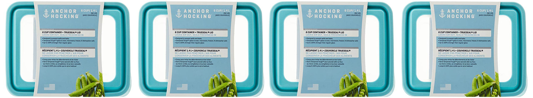 TrueSeal Glass Food Storage Containers with Mineral Blue Airtight Lids (4 Count)