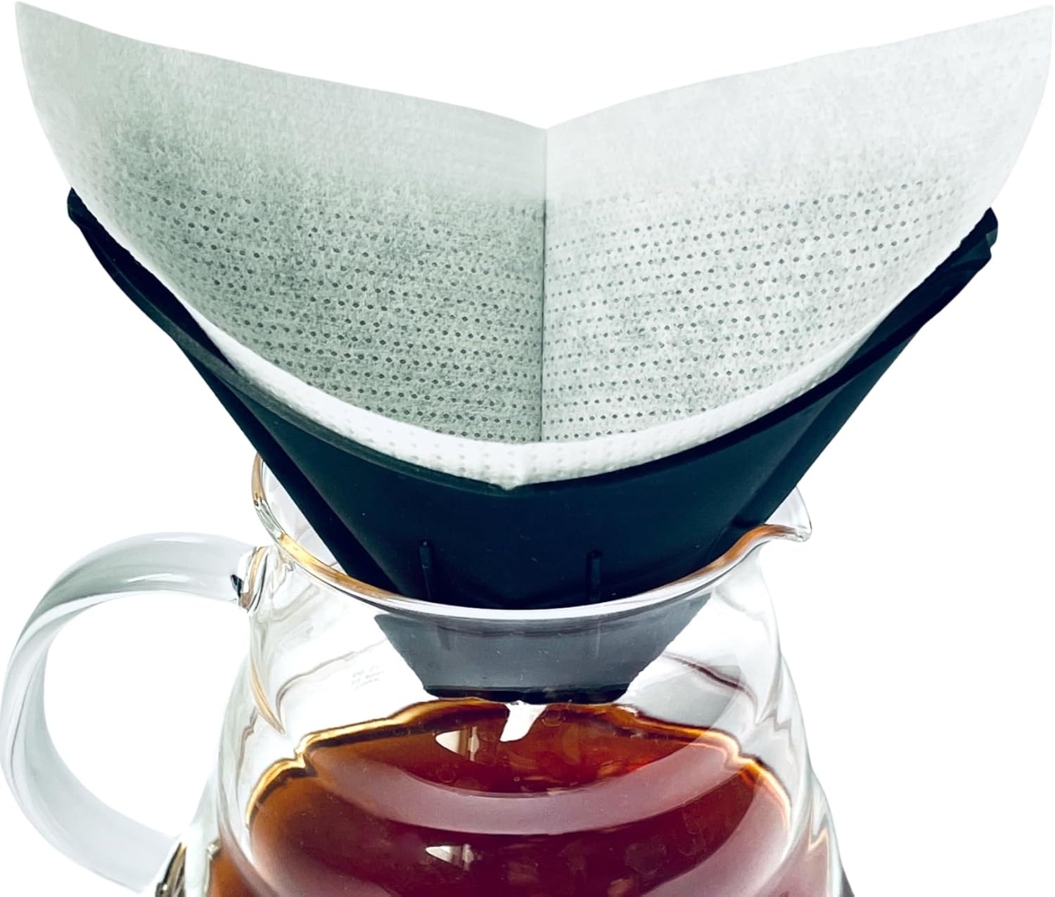 Pour-over Coffee Set Fit for 1-2 Cup Coffee Brewing at Home/Outdoors, Includes 1 Two-way Dripper & 80 Disposable Fabric Coffee Filters, Flip-and-use Dripper with Cone & Trapezoid Shape - Blissbrew