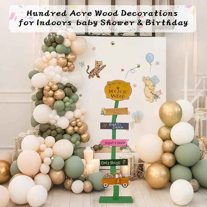 Winnie Baby Shower Decorations | Lighted Wood Baby Shower Standing Signs for Indoor Outdoor Yard Porch Decor | Hundred Acre Wood Birthday Party Decor