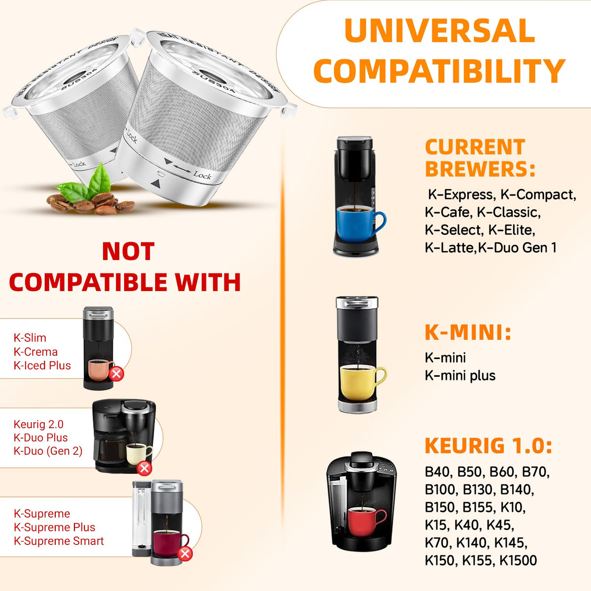 Four silver refillable coffee pods set