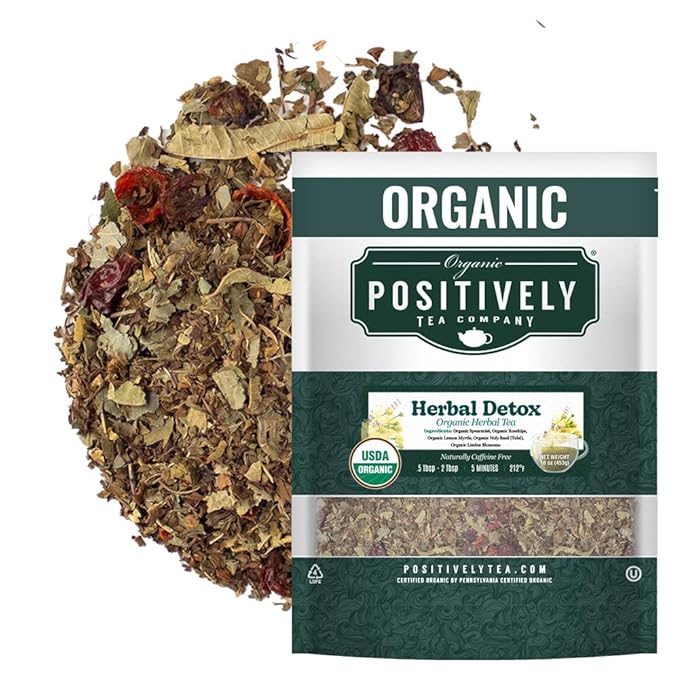 Organic Positively Tea Company, Herbal Tea, Refreshing Botanical Blend with Tulsi, Spearmint & Rosehips, Loose Leaf, 16 Ounce