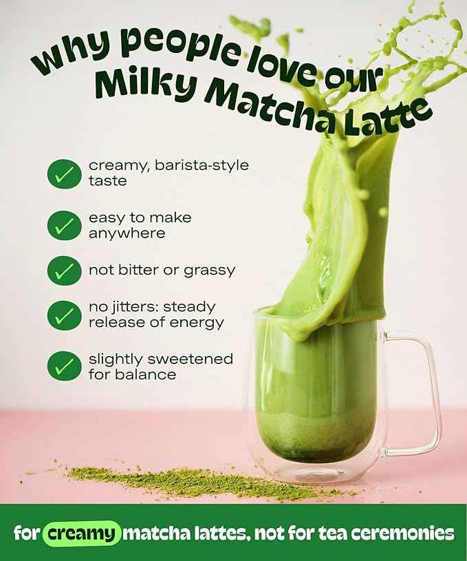 MatchaDNA Matcha Latte – Sweet Matcha Latte Powder with Milk, No Sugar Added – Green Tea Lattes Mix for Hot or Iced Drinks – Organic Macha Tea, Antioxidant Rich, Smooth Energy Boost (17.6 oz Pouch)