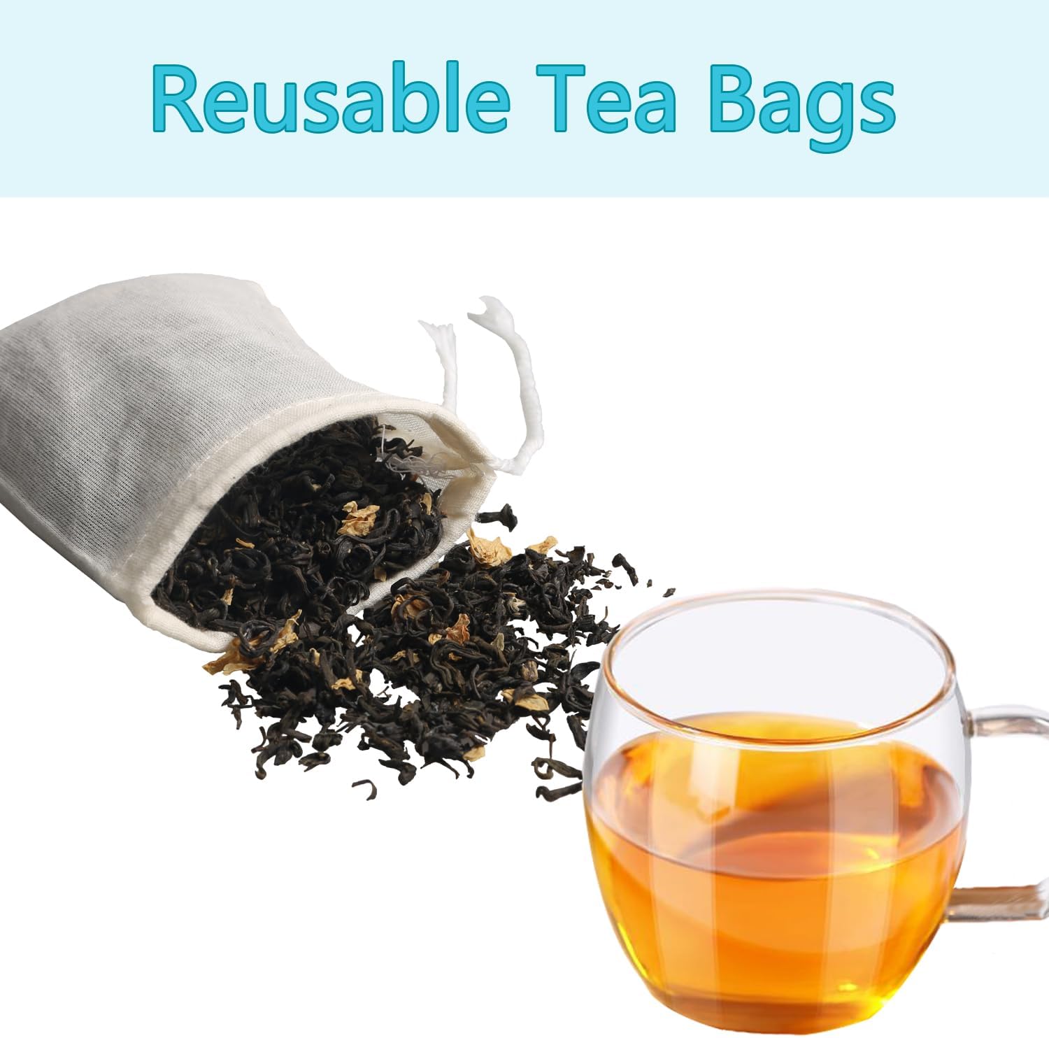 Eketirry Spice Bags, 10pcs Reusable Empty Tea Bags, Muslin Strainer Bags, Soup Bags for Cooking, Natural Cotton Fine Mesh Cheesecloth Bags for Cold Brew Coffee(4 x6"&7 x8")