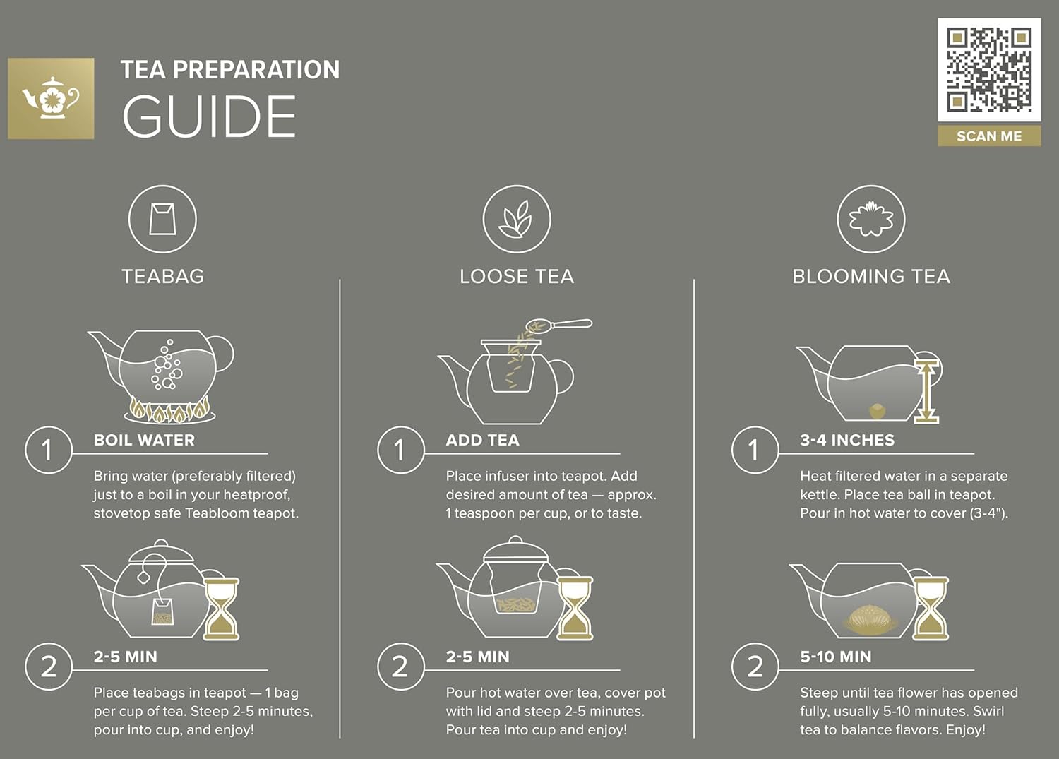 Teabloom Stovetop & Microwave Safe Glass Teapot with Removable Loose Tea Glass Infuser – Includes 2 Blooming Teas – 2-in-1 Tea Kettle and Tea Maker – Tea Purist's Choice